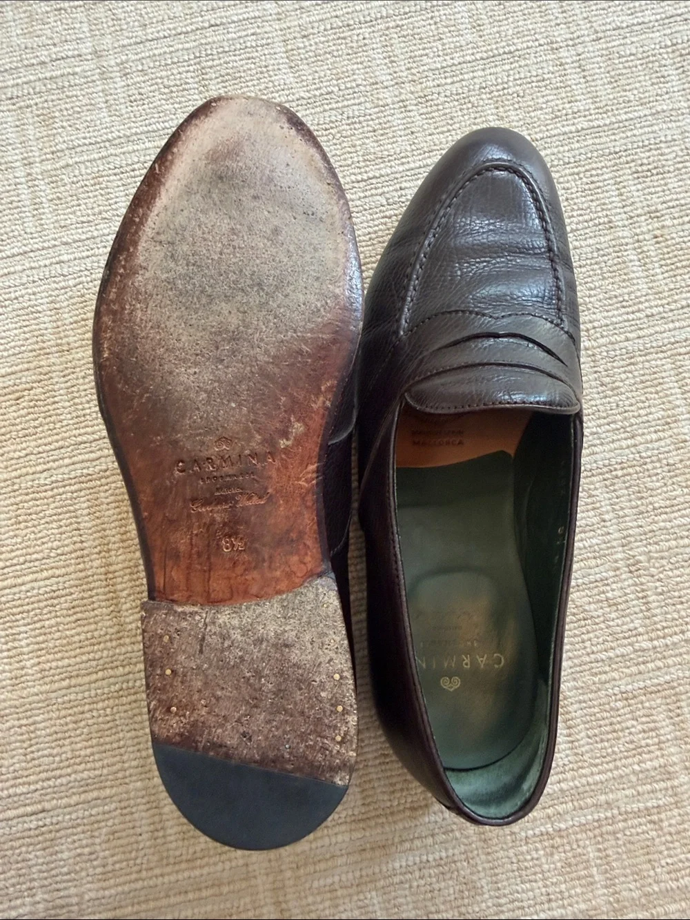 Carmina Men's Classic Penny Loafers in Dark Brown
